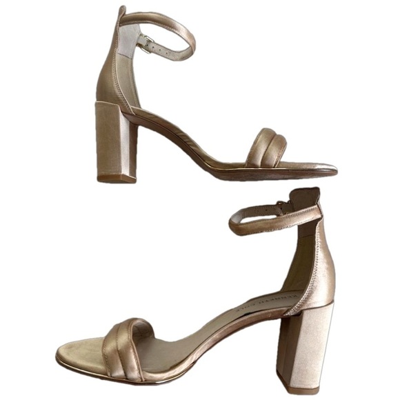 Kenneth Cole Lex OpenToe Block Heel Ankle Strap Sandals Champagne/Gold shoes 6.5 - Picture 3 of 8